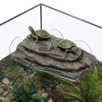 ZENFUN Turtle Basking Platform, Tank Aquarium Tortoise Climbing Platform with 3 Suction Cups, Simulation Rock Resting Terrace, Turtle Tank Accessories for Baby Tortoise, Terrapins, Frogs