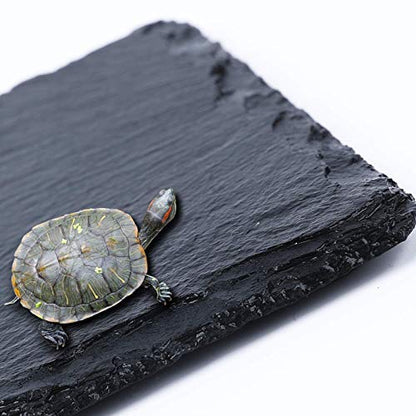 Reptile Basking Platform Tortoise Rock Plate Turtle Bathing Slate Feeding Food Dish Resting Terrace 8 * 12IN