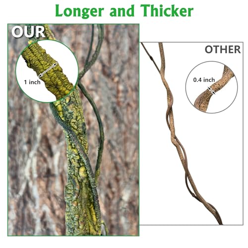 VCEPJH Loose Coconut Fiber Substrate 2 Pack Natural Coco Coir Reptile Bedding and Large Reptile Vines Thick Terrarium Plants 118 Inches Long Flexible Climbing Branch for Bearded Dragon Chameleon Gecko