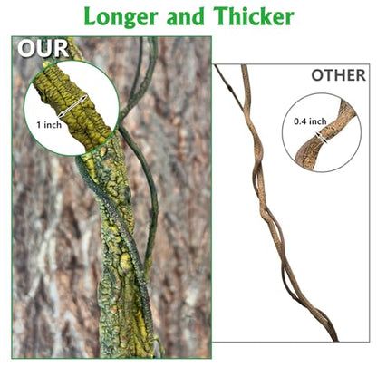 VCEPJH Loose Coconut Fiber Substrate 2 Pack Natural Coco Coir Reptile Bedding and Large Reptile Vines Thick Terrarium Plants 118 Inches Long Flexible Climbing Branch for Bearded Dragon Chameleon Gecko