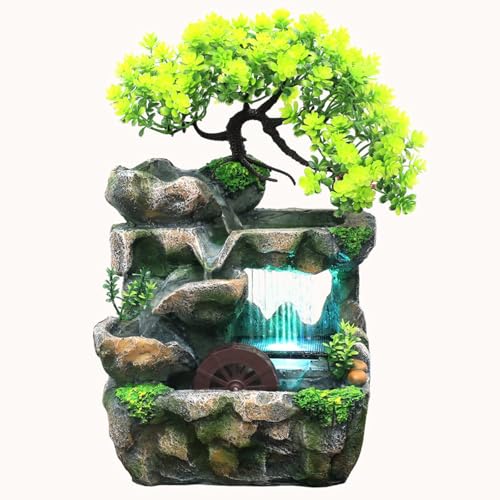Rockery Stream Tabletop Fountain, Zen Meditation Indoor Waterfall Feature with Automatic Pump and Switch, Desktop Fountain for Home Office Bedroom Decoration (D) - size: D