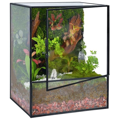 REDHUGO Glass Planter Terrariums with Door, Glass Terrarium Glass Greenhouse, Geometric Plants Terrariums Planter for Moss, Succulent, Indoor Tabletop Centerpiece, Rectangle, Black (Terrarium ONLY) - color: Black