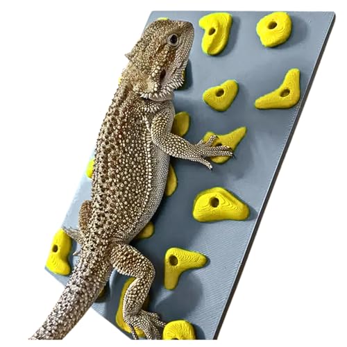 Miniature Reptile Rock Climbing Wall – Enclosure Enrichment for Bearded Dragons, Geckos, and Small Pets – Fun Activity and Habitat Décor - color: Yellow
