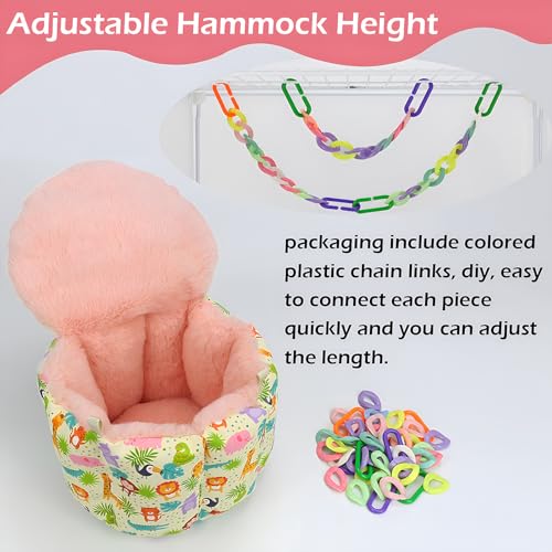 Rat Hanging Bed, Sugar Glider Cage Accessories, Guinea Pig Hammock Warm Sleeping Nest Bed, Small Animals Cage Hammock for Rat, Squirrel, Hamster, Parrot - color: Pink