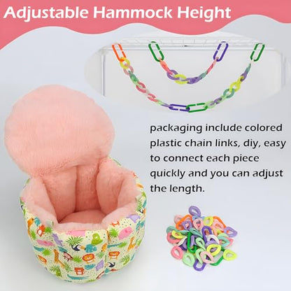 Rat Hanging Bed, Sugar Glider Cage Accessories, Guinea Pig Hammock Warm Sleeping Nest Bed, Small Animals Cage Hammock for Rat, Squirrel, Hamster, Parrot - color: Pink