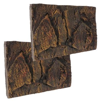 Happyyami Turtle Tank Decorative Panel Realistic 3D Aquarium Background Reptile Tank Accessory Easy to Assemble 2 Pieces