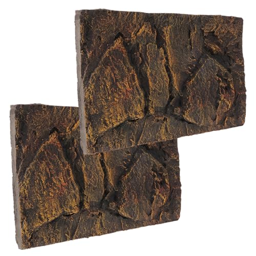 Happyyami Turtle Tank Decorative Panel Realistic 3D Aquarium Background Reptile Tank Accessory Easy to Assemble 2 Pieces