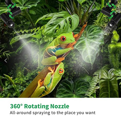 Reptile Misting System with Timer | Reptile Mister with 360°Adjustable Misting Nozzles for Terrariums Amphibian Lizard Snake Frog Plants