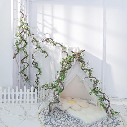 71 Inch Bendable Artificial Tree Vines Twine Branches Moss Greenery Plants Reptile Climbing Garland Twigs for Outdoor Camping Garden Wall Pipes Hanging Halloween Christmas Yules Decoration