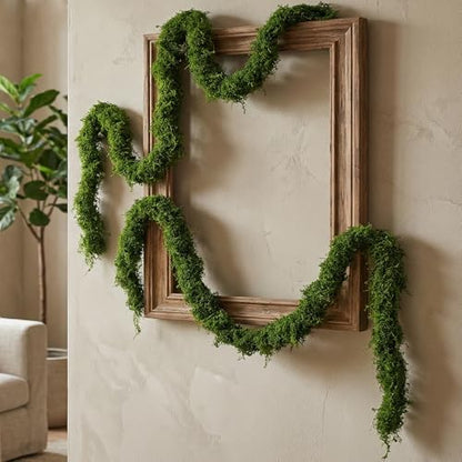 2PCS 55 inch Artificial Fake Moss Green Vines for Home Commercial Office Hanging Reptile Moss wall Decor Wedding Event Halloween Christmas Easter wall Art Decorating