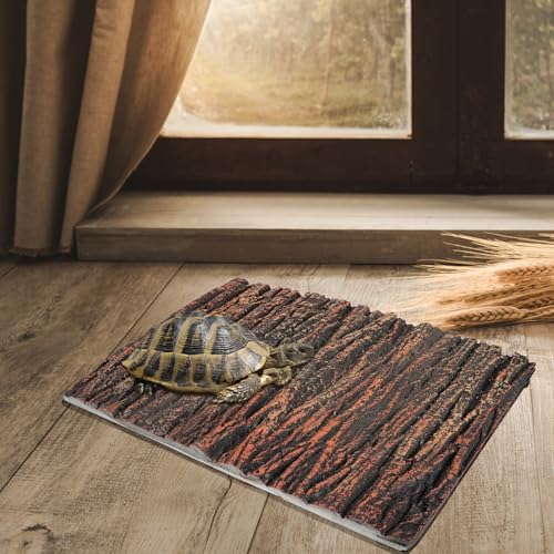 Outanaya Tortoise Tank Decorative Board and Aquarium Background Board Emulated Oak Bark 3D Pu Thin Landscape Panel for Reptile Terrarium and Turtle Habitat