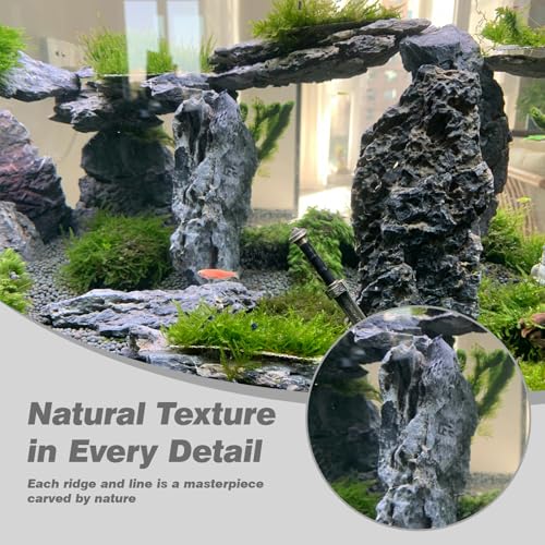 Unocho Seiryu Stone Aquarium Rocks 40lb Natural Fish Tank Rocks for Aquascaping Garden Landscaping Decoration Paludarium Amphibian Enclosures(3-12 Inches) - size: 40LB(3-12 inches)