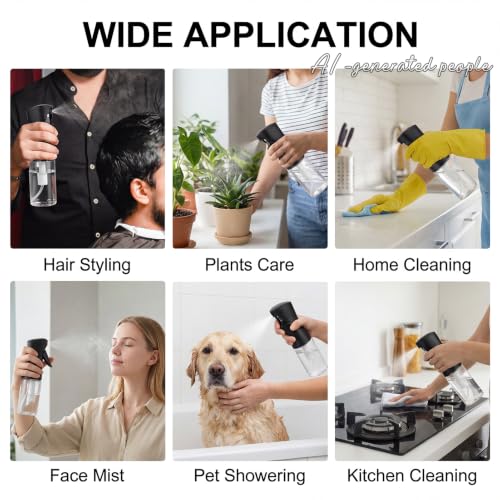 Spray Bottles 250ml/8.5oz 2 Pack Continuous Spray Bottle for Hair Refillable Fine Mist Sprayer Water Spray Bottles for Cleaning Kitchen Hair Care Skin Toner(Black) - style: B-black 2PCS