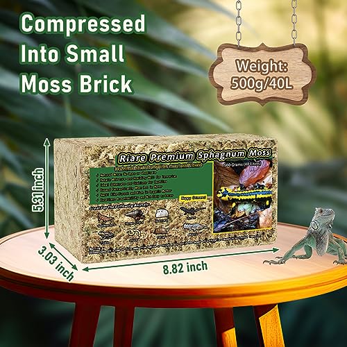 Riare 25QT Natural Sphagnum Moss for Reptiles 1.1LB Terrarium Reptiles Moss | Dried Terrarium Moss Bedding for Snakes Turtles Frogs Geckos Ball Pythons Lepard Gecko Lizards Bearded Dragon & Humid Hides - color: 1.1 LB