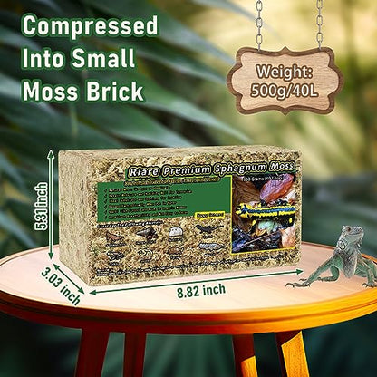Riare 25QT Natural Sphagnum Moss for Reptiles 1.1LB Terrarium Reptiles Moss | Dried Terrarium Moss Bedding for Snakes Turtles Frogs Geckos Ball Pythons Lepard Gecko Lizards Bearded Dragon & Humid Hides - color: 1.1 LB