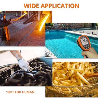 Pyrometer 30:1 Industrial, -58℉ to 2732℉ Digital High Temp Infrared Thermometer, Non Contact Laser Thermometer Gun, IR Temperature Gauge for Forge Grill (NOT for Human) - color: Black