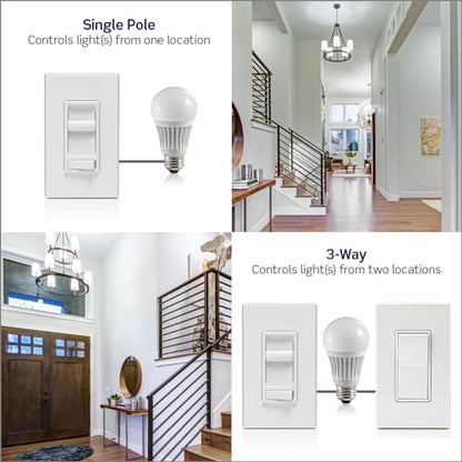 Leviton SureSlide Dimmer Switch for Dimmable LED, Halogen and Incandescent Bulbs, 6674-P0I, Ivory - color: Ivory