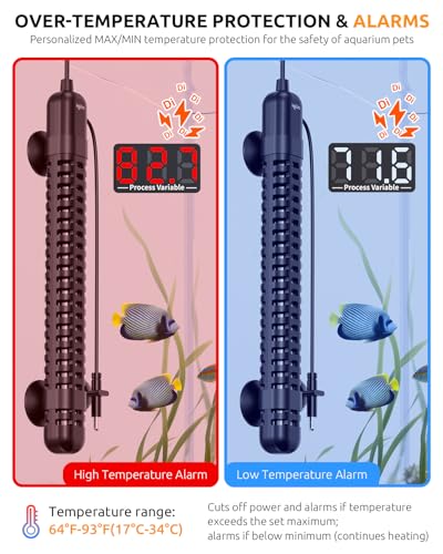 SEAOURA Aquarium Heater, 200W Fish Tank Heater for 20-40 Gallon, Small Submersible Heater for Turtle Tank with Temp Probe Digital Display Adjustable Safety Protection, Automatic Power Off - size: Tank for 30-40 Gallon