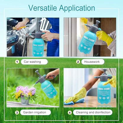0.5 Gallon Handheld Pump Sprayer, 2L Garden Pressure Sprayer, 68oz Water Spray Bottle with Safety Valve, Adjustable Nozzle, for Watering,Plant Spraying, Home Cleaning, Fertilizing (Sky Blue) - color: Sky Blue