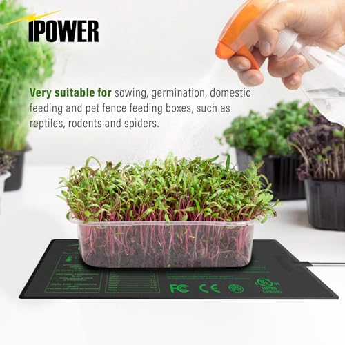 iPower 10" x 20.75" Seeding Heat Mat Upgraded Carbon Film Indoor Warm Hydroponic Plant Germination Starting Pad Durable Waterproof, Black - size: 10" x 20.75", style: 1 Pack