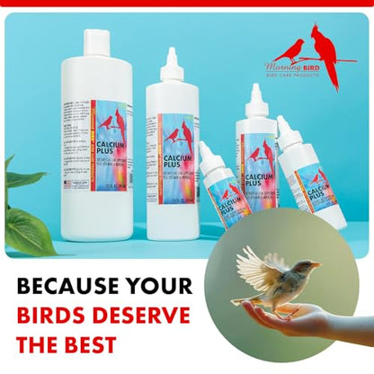Morning Bird Calcium Plus Liquid for Birds – Calcium Supplement with Vitamins and Minerals for Strong Eggshells, Healthy Bones - Support Growth, Breeding, and Wellness for All Birds 32 Fl Oz - size: 32 Fl Oz
