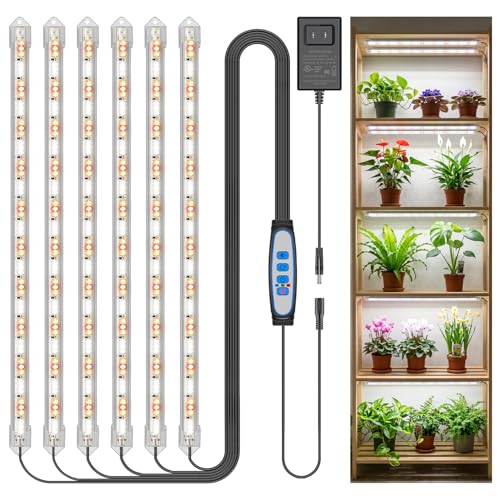 Kullsinss LED Plant Grow Light Strip, 36W 360 LEDs Grow Lights for Indoor Plants Full Spectrum with 6/12/16H Timer, 660nm/3000K/6000K Sunlike Grow Lamp for Seeds Starting Hydroponics Succulents - color: 6 Bars, size: 1 Pack