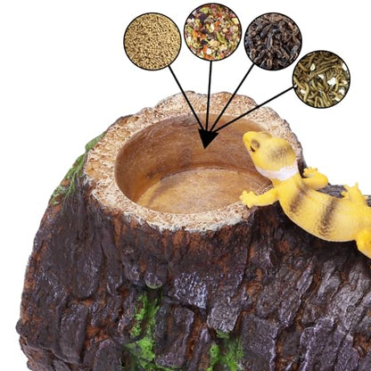 AIICIOO Reptile Gecko Hide Cave Natural Looking Basking Platform Terrarium Decor Resin Hollow Hide Cave for Lizard Leopard Gecko Bearded Dragon Tank Accessories Large