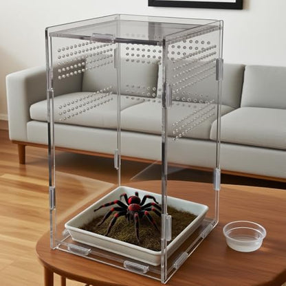 Acrylic Jumping Spider Enclosure,Reptile Enclosure,Bug Habitat, for Small Tree Dwelling Reptiles,Arboreal Tarantula Enclosure, Spider Terrarium Kit,Plastic Terrarium(4.7" X 4.7" X 8") - color: A3