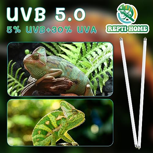 T5 UVB Reptile Light 39W 5.0,UVA UVB Light Bulb for Reptiles,2 Pack Reptile UVB Lamp Tube for Bearded Dragon - size: 2 pack T5 Tube-39W 5.0