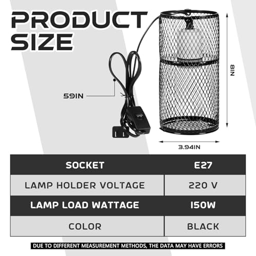 VIHOSE 4 Pcs Reptile Heat Lamp Guard with 150W Ceramic Heat Emitter Basking Anti Scald Heating Lamp Holder Mesh Cage Reptile Protection Lampshades for Lizard Snake Chick - color: White