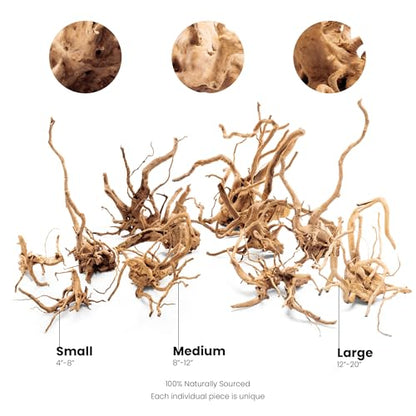 Ultum Nature Systems Driftwood - Spider Drift Wood for Fish Tank, Planted Tank, Terriarium, Paludarium - Versatile Natural Driftwood Decor, Events Wood Centerpiece - Spider Wood, S 7-12", 5 Pack - size: 7-12" 5-Pack