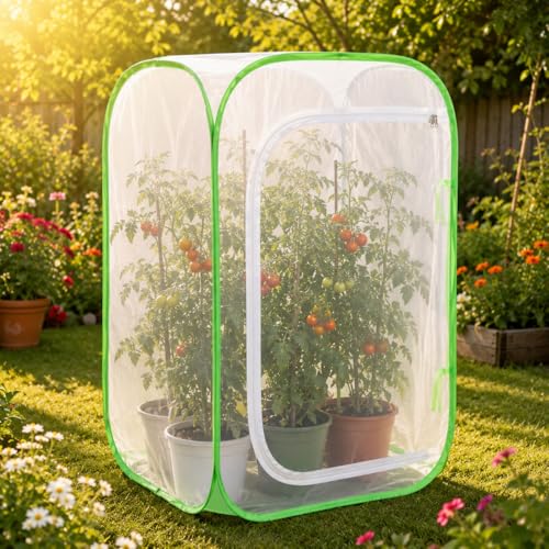 Pop Up Plant Tent, Zippered Mesh Grow Cage for Garden Pest Protection, Durable Reusable Plant Cover for Vegetables Fruits Flowers Against Birds & Insects for Outdoor Indoor Plants(24 x 24 x 36 Inches) - size: 24" x 24" x 36"