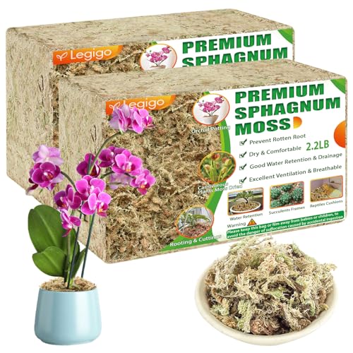 Legigo 4.4LBS Premium Sphagnum Moss for Plants- 80QT Natural Succulent Carnivorous Plant Moss Dried, Long Fiber Orchid Moss for Orchid Repotting Succulent Sarracenia Potted Plants Gardening & Reptiles - color: 80 QT(Appx.4.4lb)