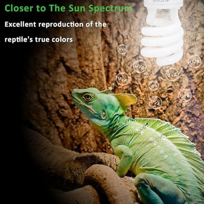 Aiicioo UVB Reptile Light 10.0 26W Desert UVB Spiral Compact Fluorescent Lamp UVB Reptile Light Bulb Tropical and Sub-Tropical UVB Bulb for Reptiles Bearded Dragons Lizards - size: UVB 10.0 26W