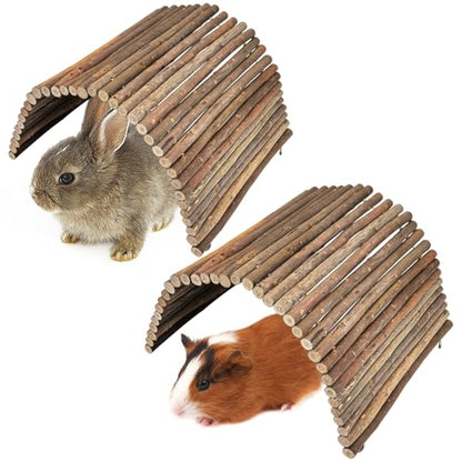 PINVNBY 2 PCS Extra Large Wooden Bunny Ladder Bridge-20 x 11.8 inches, Rabbits Hideout House Tunnel, Rodents Chew Toys for Guinea Pig Chinchillas Hedgehogs Ferrets Rat - size: 2 PCS, L ( 20 X 11.8 inches )