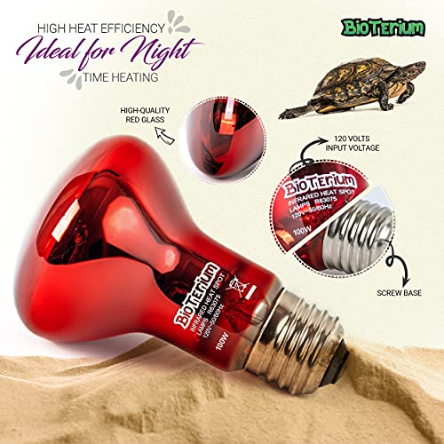 Reptile Heat Lamp Bulb | Full Spectrum Infrared Basking Bulb with UVA + UVB Light | Terrarium 100 Watt Basking Bulb | Self-Ballasted Vapor Amphibian and Reptile Basking Light