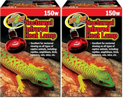 Zoo Med Nocturnal Infrared Heat Lamp 150 Watts (Pack of 2) - size: 1 Count (Pack of 2)