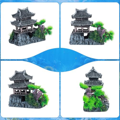 Saim Large Aquarium Decor Set - Resin Castle & Mountain Stone, 2Pack | Resin Castle and Mountain View Stone Ornament, Fish Tank Rock Decor & Aquatic Plant Background, Freshwater/Saltwater Tanks - size: 11.5x6x10.6+5.83x3.74x5.91