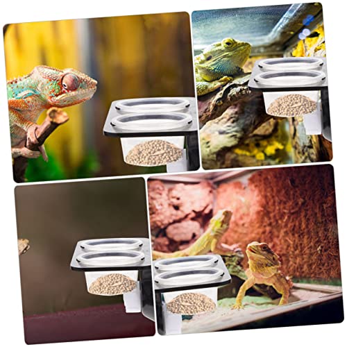 GALPADA 2-Piece Reptile Feeding Ledge Set with Suction Cups Random Color Gecko Water Feeder and Food Bowl for Terrarium Supplies