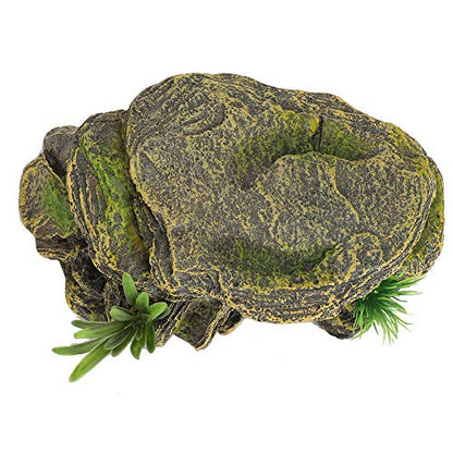 Reptile Rock Hide Cave, Reptile Hideout Cave, Small Aquarium Habitat Decor Rock Tortoise Hideout for Lizards, Turtles, Reptiles, Amphibians, Fish, Resin Rock Hides Habitat Decor