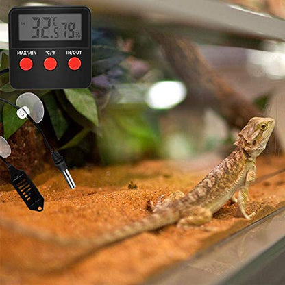 iPower 8"x12" Reptile Under Tank Heating Pad Heat Mat Terrarium Heater Warmer, Digital Thermometer and Hygrometer with Temperature and Humidity Probe for Amphibian Pet and Small Animals - size: 8 X 12 Inch, style: Pad + Thermo & Hygrometer