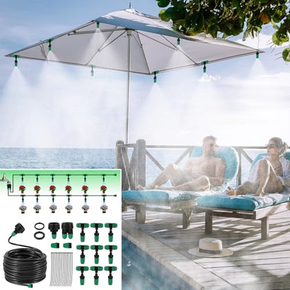 Misting Cooling System Greenhouse Misting System Automatic Garden Watering System Lock Barbed Drip Irrigation System with 1/4 inch Irrigation Tubing Mister for Patio Greenhouse Garden,Lawn. - size: Medium Drip Irrigation Kit