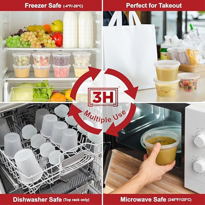 12 oz Food Storage Containers with Lids (240 Set/480 Piece) Small Deli Containers for Soup, Freezer Microwave Safe, BPA-Free Plastic, Stackable Snack Leakproof Leftover Organizers - size: 12 oz - 240 Sets