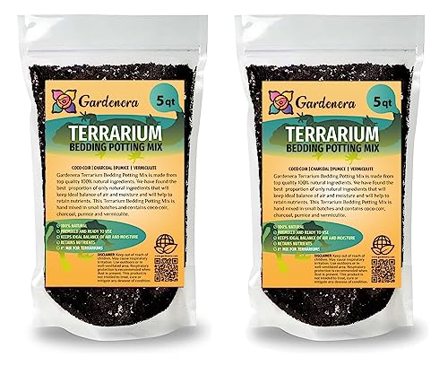 Gardenera Terrarium Bedding - Premium Coco Coir, Charcoal, Pumice, and Vermiculite Blend for Thriving Plant Growth - 10 QUARTS - size: 10 Quart Bag