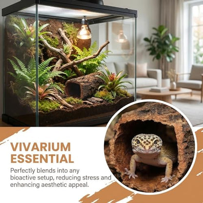 DECHOUS Natural Cork Bark for Reptile Hideout Round Cork Bark Tube Terrarium Accessories 7.8x3in Wood Tree Trunk Climbing Hide for Gecko Lizard Snake Spiders Bearded Dragons Tank Decor