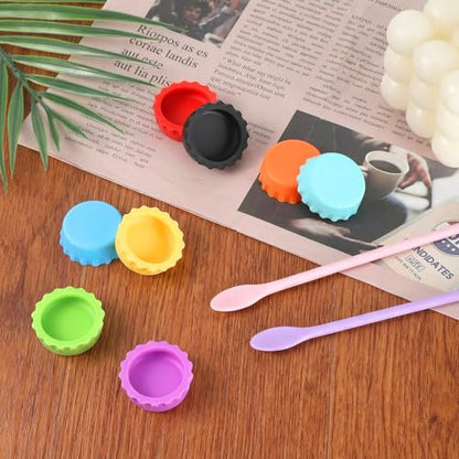 10 PCS Crested Gecko Food Dish Silicone Gecko Feeding Dishes Bowls and Spoon Bearded Dragon Crested Tank Accessories Reusable Reptile Dish with Feeding Spoons for Reptile Tanks Lizard Water Food