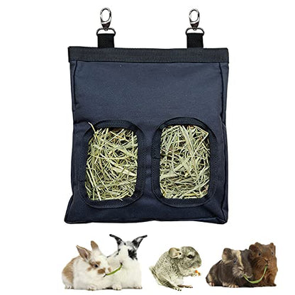Guinea Pig Hay Feeder, Hanging Rabbit Hay Feeder Bag for Guinea Pigs Bunnies Chinchillas. Pure Black - color: PureBlack