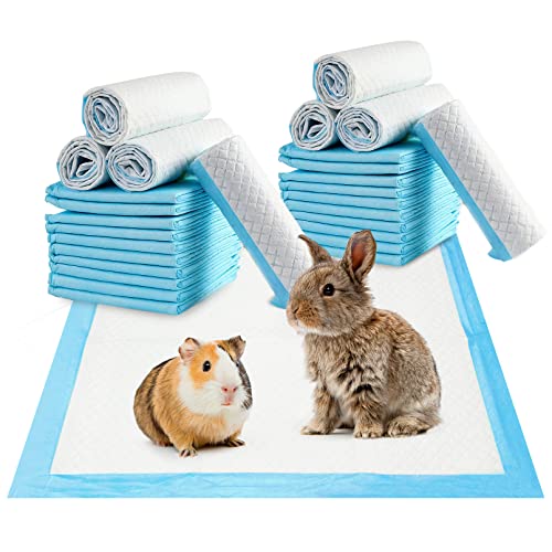 Fhiny Rabbit Pee Pads, 18" x 24" 50 PCS Guinea Pig Disposable Cage Liner Leak-Proof Super Absorbent Potty Training Pad with Quick-Dry Surface for Bunny Cat Puppy or Other Small Animals - color: Blue, size: Medium-18'' x 24''-50 PCS