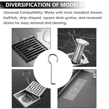Drain Key Lifting Hooks Stainless Steel Drain Grate Lifting Key (10 Pack) | This drain key fits strip, square and concealed floor drains, delivering versatile use for bathroom maintenance