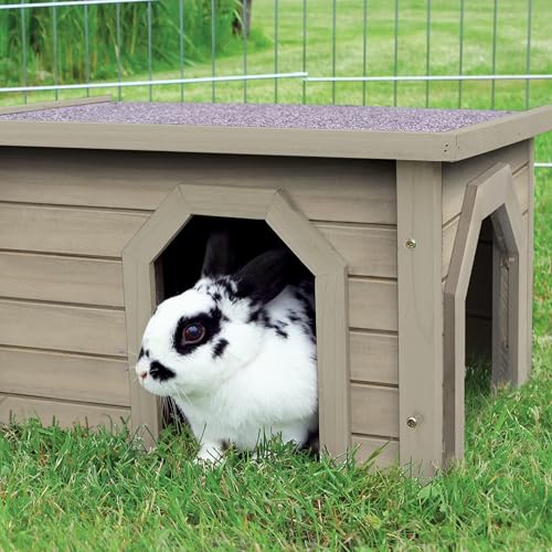 TRIXIE Indoor & Outdoor Small Animal Hideout Shelter for Rabbits and Guinea Pigs, Weatherproof Hide House with Two Entrances, Easy Assembly, Animal-Safe Design